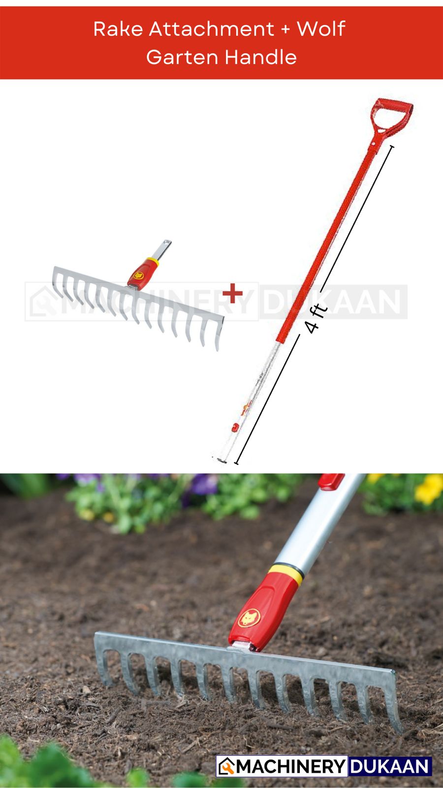 Rake & Leveller Attachment with D handle